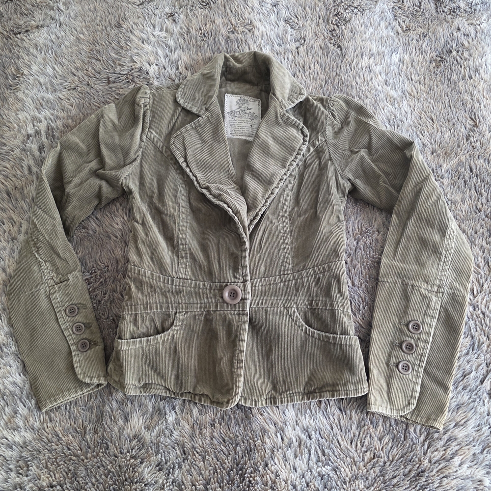 Nick And Mo Sage Green Corduroy Blazer Jacket 100% Cotton Size Small